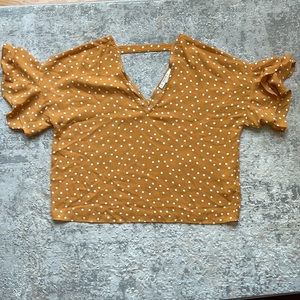Forever 21 mustard yellow polkadot blouse size large